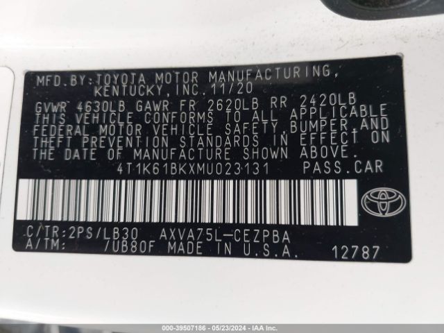 Photo 8 VIN: 4T1K61BKXMU023131 - TOYOTA CAMRY 