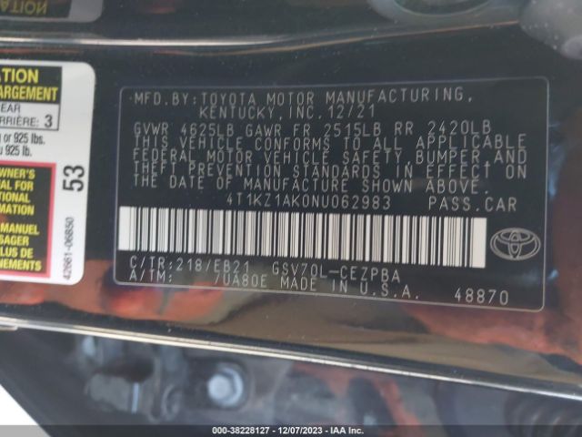 Photo 8 VIN: 4T1KZ1AK0NU062983 - TOYOTA CAMRY 