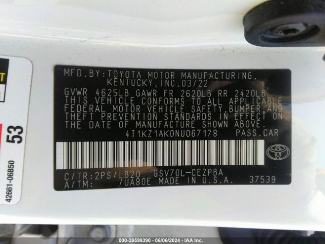 Photo 8 VIN: 4T1KZ1AK0NU067178 - TOYOTA CAMRY 