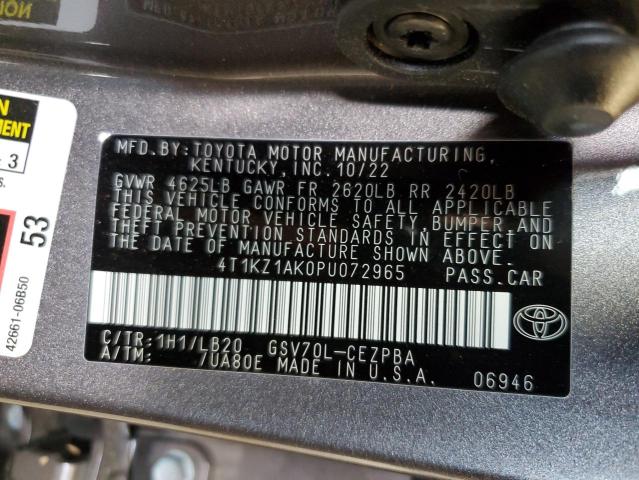 Photo 11 VIN: 4T1KZ1AK0PU072965 - TOYOTA CAMRY XSE 