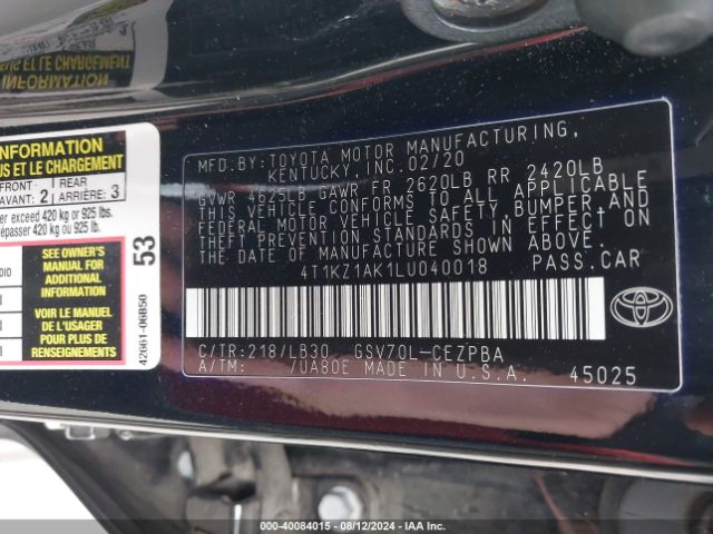 Photo 8 VIN: 4T1KZ1AK1LU040018 - TOYOTA CAMRY 