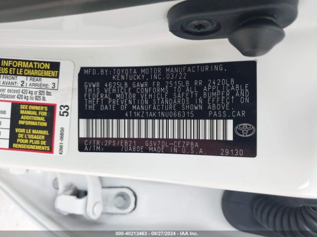 Photo 8 VIN: 4T1KZ1AK1NU066315 - TOYOTA CAMRY 