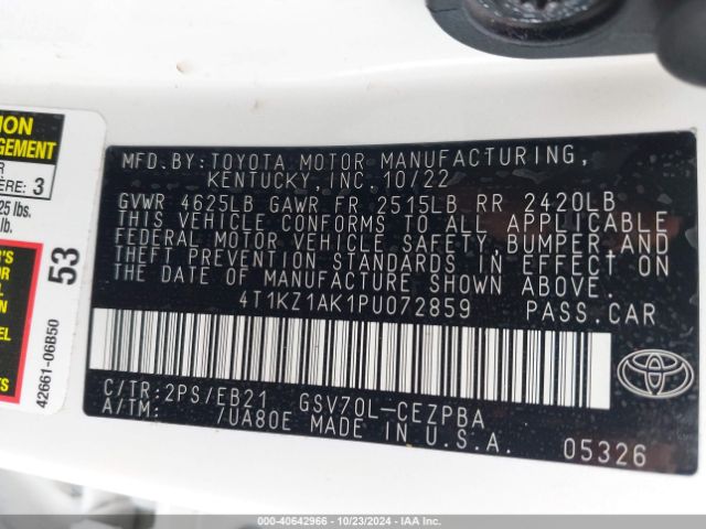 Photo 8 VIN: 4T1KZ1AK1PU072859 - TOYOTA CAMRY 