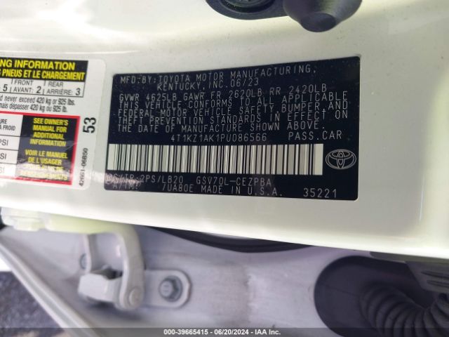 Photo 8 VIN: 4T1KZ1AK1PU086566 - TOYOTA CAMRY 