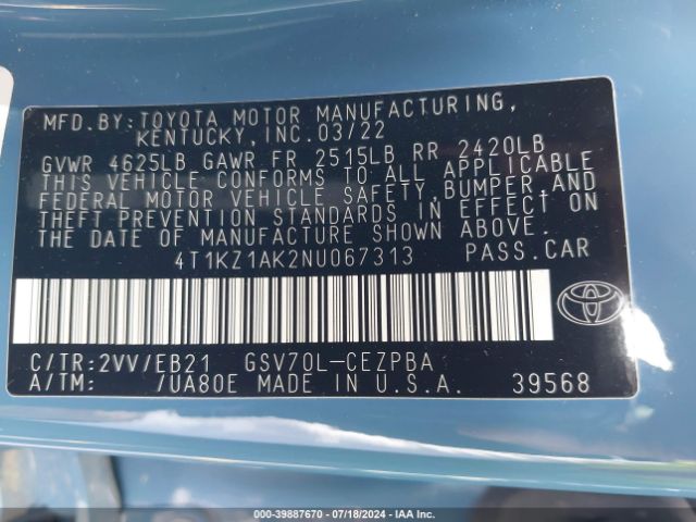 Photo 8 VIN: 4T1KZ1AK2NU067313 - TOYOTA CAMRY 