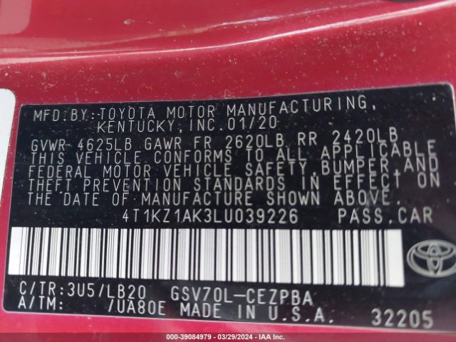 Photo 8 VIN: 4T1KZ1AK3LU039226 - TOYOTA CAMRY 