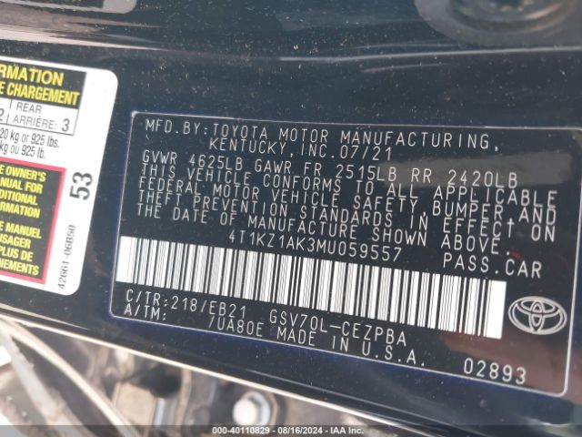 Photo 8 VIN: 4T1KZ1AK3MU059557 - TOYOTA CAMRY 