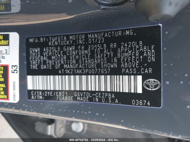 Photo 8 VIN: 4T1KZ1AK3PU077657 - TOYOTA CAMRY 