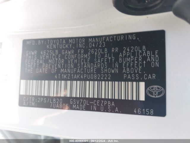 Photo 8 VIN: 4T1KZ1AK4PU082222 - TOYOTA CAMRY 