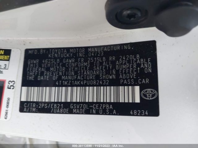 Photo 8 VIN: 4T1KZ1AK4PU082432 - TOYOTA CAMRY 