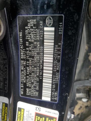 Photo 11 VIN: 4T1KZ1AK5MU056109 - TOYOTA CAMRY 