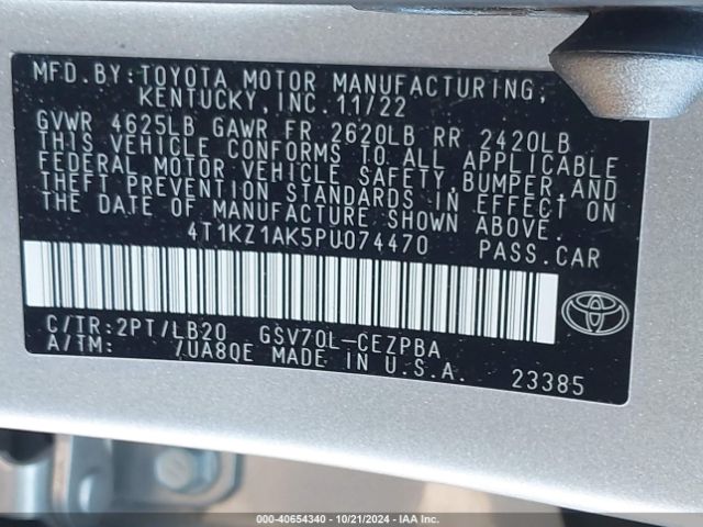 Photo 8 VIN: 4T1KZ1AK5PU074470 - TOYOTA CAMRY 