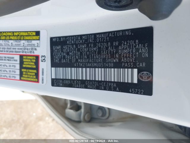 Photo 8 VIN: 4T1KZ1AK6MU051498 - TOYOTA CAMRY 