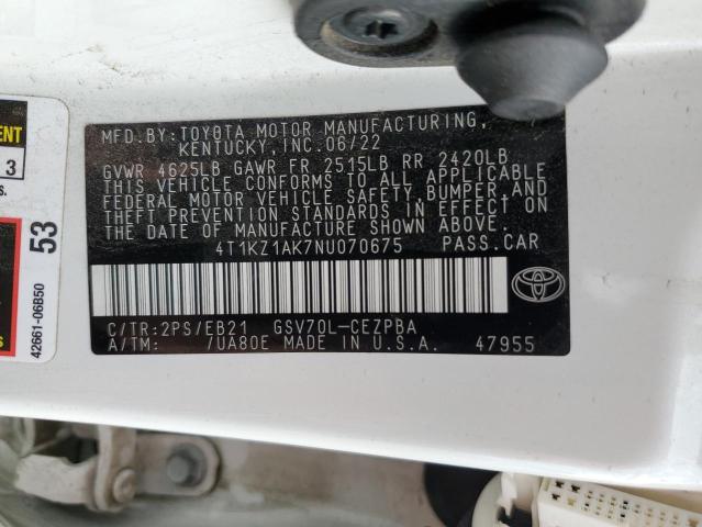 Photo 12 VIN: 4T1KZ1AK7NU070675 - TOYOTA CAMRY 