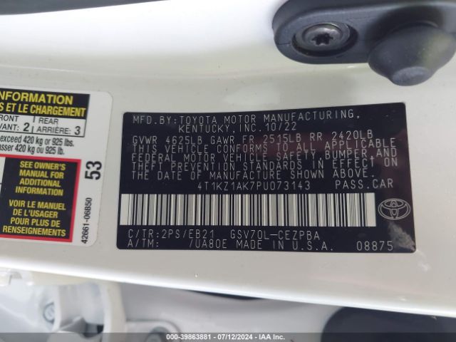 Photo 8 VIN: 4T1KZ1AK7PU073143 - TOYOTA CAMRY 