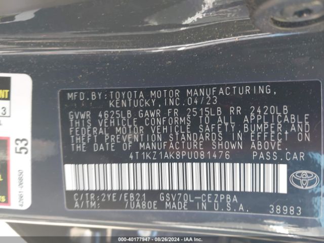 Photo 8 VIN: 4T1KZ1AK8PU081476 - TOYOTA CAMRY 