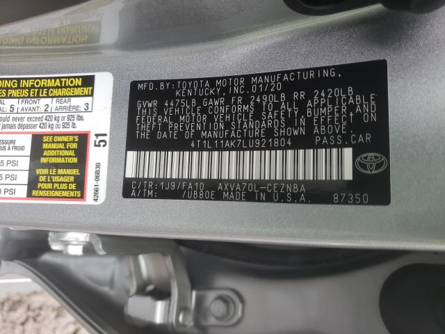 Photo 9 VIN: 4T1L11AK7LU921804 - TOYOTA CAMRY LE 