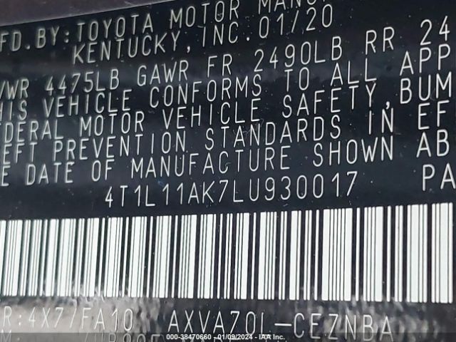 Photo 8 VIN: 4T1L11AK7LU930017 - TOYOTA CAMRY 