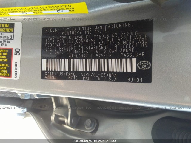 Photo 8 VIN: 4T1L31AK1LU525409 - TOYOTA CAMRY 