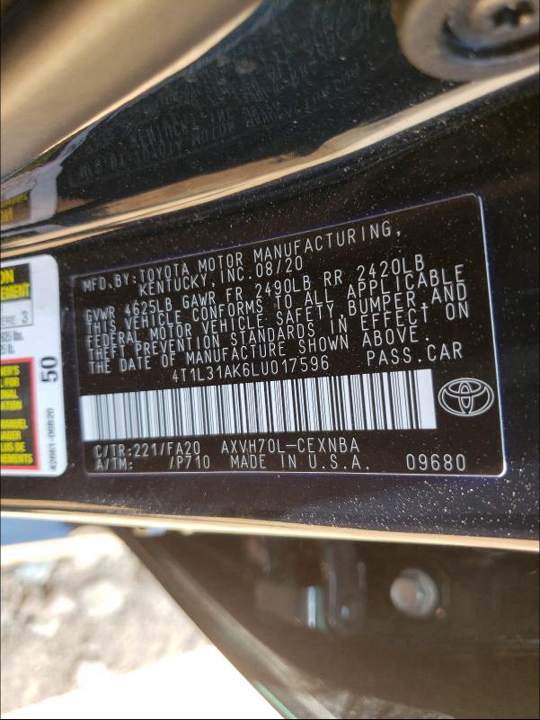 Photo 9 VIN: 4T1L31AK6LU017596 - TOYOTA CAMRY LE 