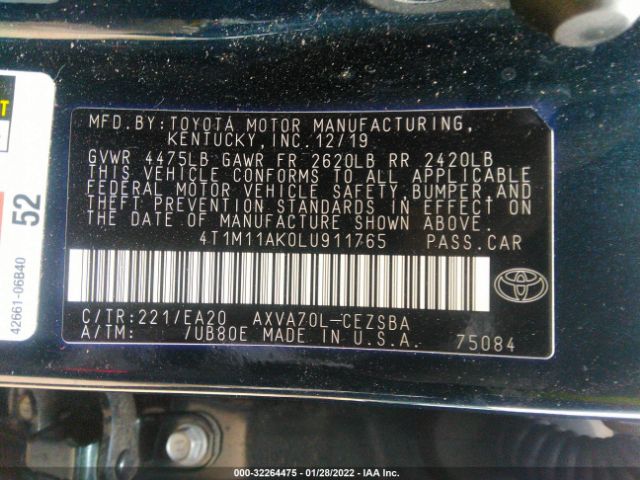 Photo 8 VIN: 4T1M11AK0LU911765 - TOYOTA CAMRY 