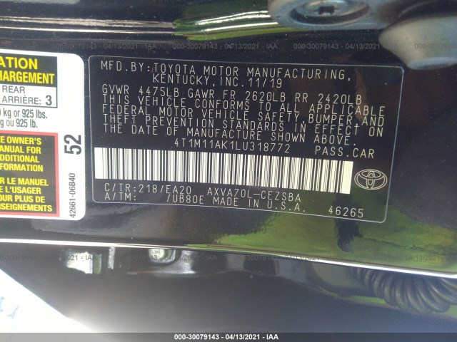 Photo 8 VIN: 4T1M11AK1LU318772 - TOYOTA CAMRY 