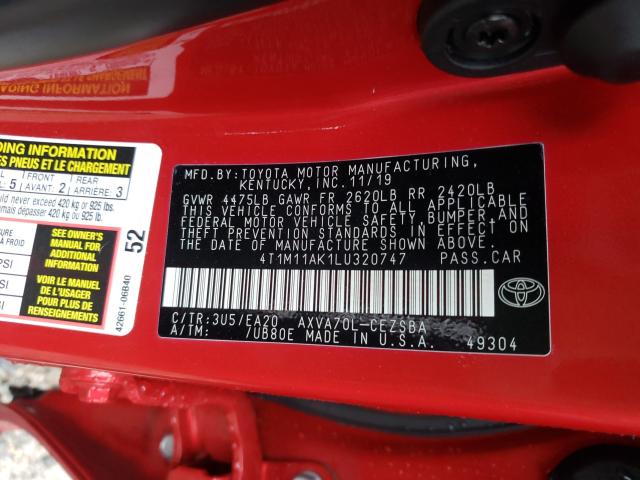 Photo 9 VIN: 4T1M11AK1LU320747 - TOYOTA CAMRY SE 