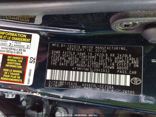 Photo 8 VIN: 4T1M11AK1LU943933 - TOYOTA CAMRY 