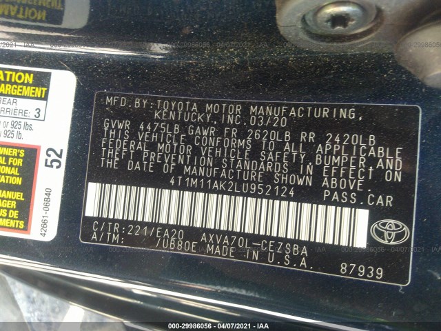 Photo 8 VIN: 4T1M11AK2LU952124 - TOYOTA CAMRY 