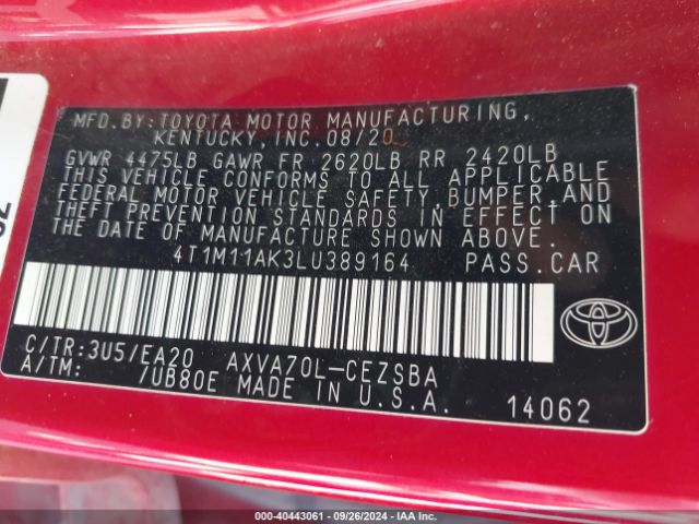 Photo 8 VIN: 4T1M11AK3LU389164 - TOYOTA CAMRY 