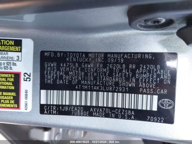 Photo 8 VIN: 4T1M11AK3LU872931 - TOYOTA CAMRY 