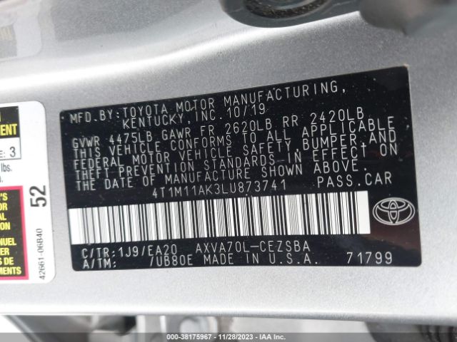 Photo 8 VIN: 4T1M11AK3LU873741 - TOYOTA CAMRY 