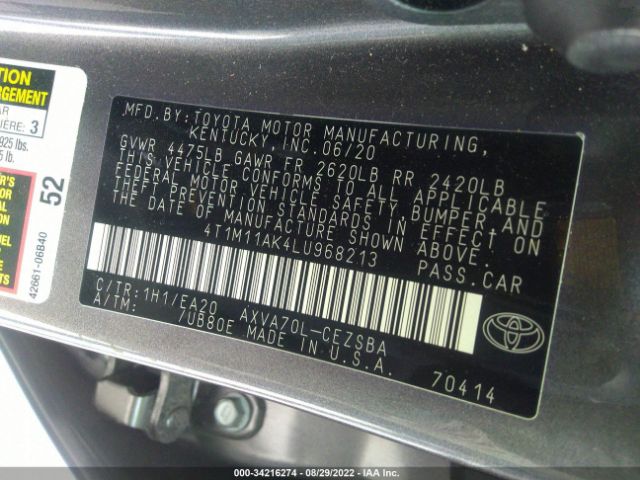 Photo 8 VIN: 4T1M11AK4LU968213 - TOYOTA CAMRY 