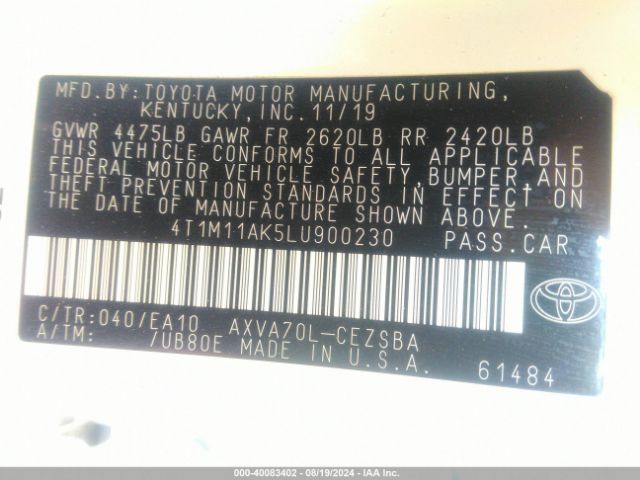 Photo 8 VIN: 4T1M11AK5LU900230 - TOYOTA CAMRY 