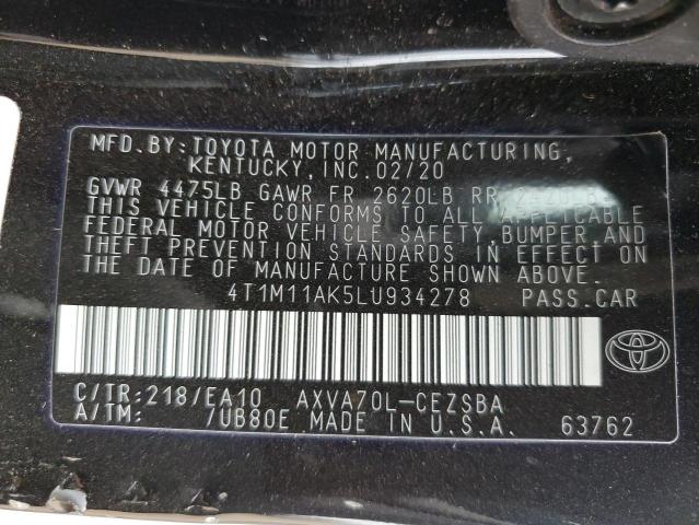 Photo 12 VIN: 4T1M11AK5LU934278 - TOYOTA CAMRY SE 