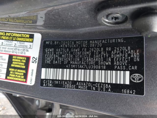 Photo 8 VIN: 4T1M11AK7LU390818 - TOYOTA CAMRY 