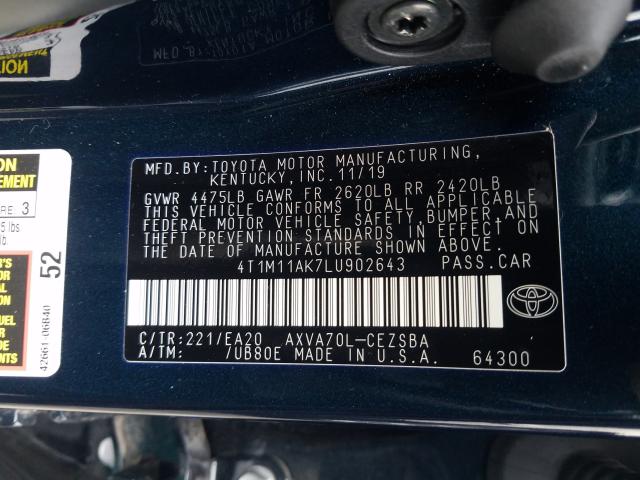 Photo 9 VIN: 4T1M11AK7LU902643 - TOYOTA CAMRY SE 