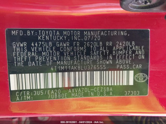 Photo 8 VIN: 4T1M11AK8LU376555 - TOYOTA CAMRY 