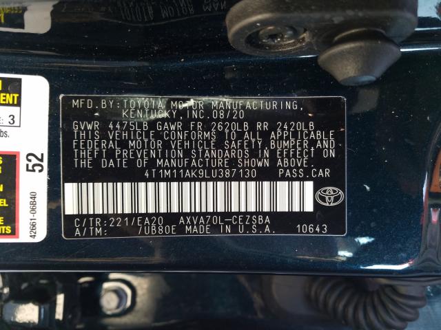 Photo 9 VIN: 4T1M11AK9LU387130 - TOYOTA CAMRY SE 