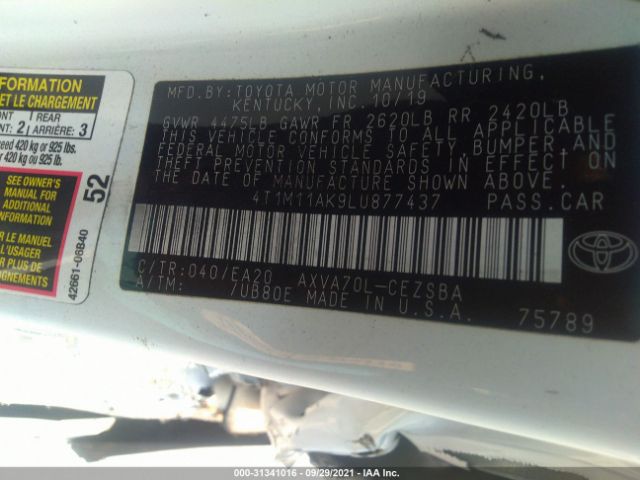 Photo 8 VIN: 4T1M11AK9LU877437 - TOYOTA CAMRY 