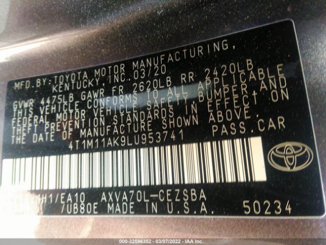 Photo 8 VIN: 4T1M11AK9LU953741 - TOYOTA CAMRY 