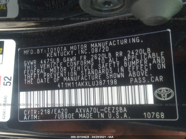 Photo 8 VIN: 4T1M11AKXLU387198 - TOYOTA CAMRY 