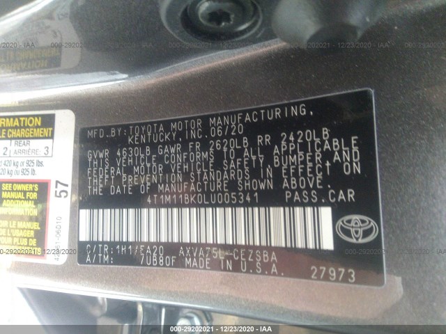 Photo 8 VIN: 4T1M11BK0LU005341 - TOYOTA CAMRY 