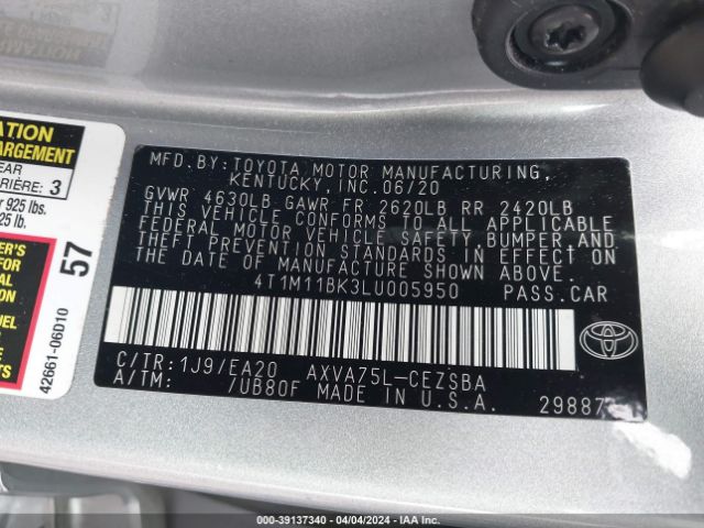 Photo 8 VIN: 4T1M11BK3LU005950 - TOYOTA CAMRY 