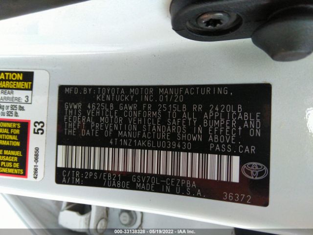 Photo 8 VIN: 4T1NZ1AK6LU039430 - TOYOTA CAMRY 