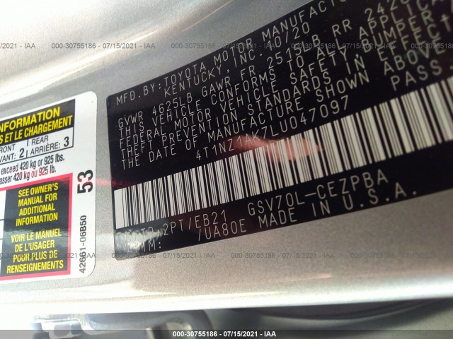 Photo 8 VIN: 4T1NZ1AK7LU047097 - TOYOTA CAMRY 