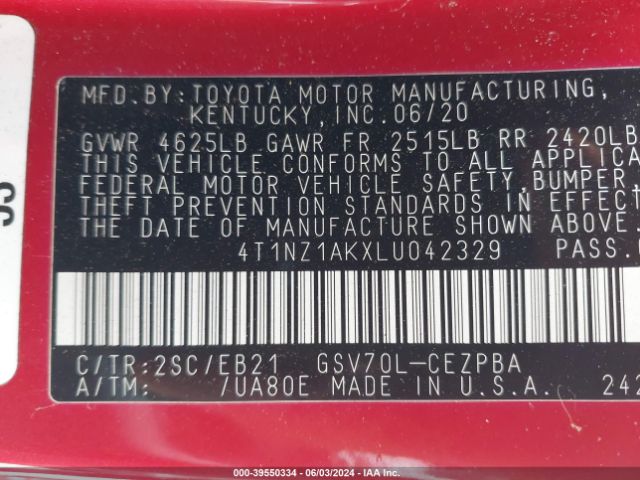 Photo 8 VIN: 4T1NZ1AKXLU042329 - TOYOTA CAMRY 