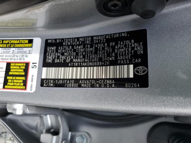 Photo 9 VIN: 4T1R11AK0NU688426 - TOYOTA CAMRY LE 