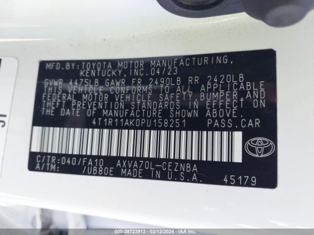 Photo 8 VIN: 4T1R11AK0PU158251 - TOYOTA CAMRY 