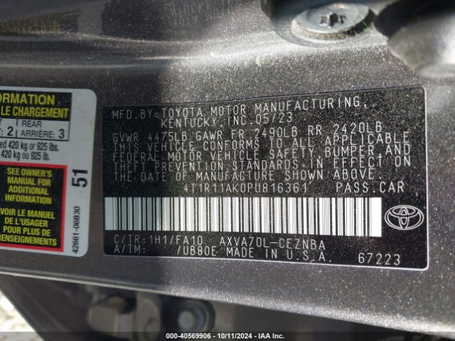 Photo 8 VIN: 4T1R11AK0PU816361 - TOYOTA CAMRY 